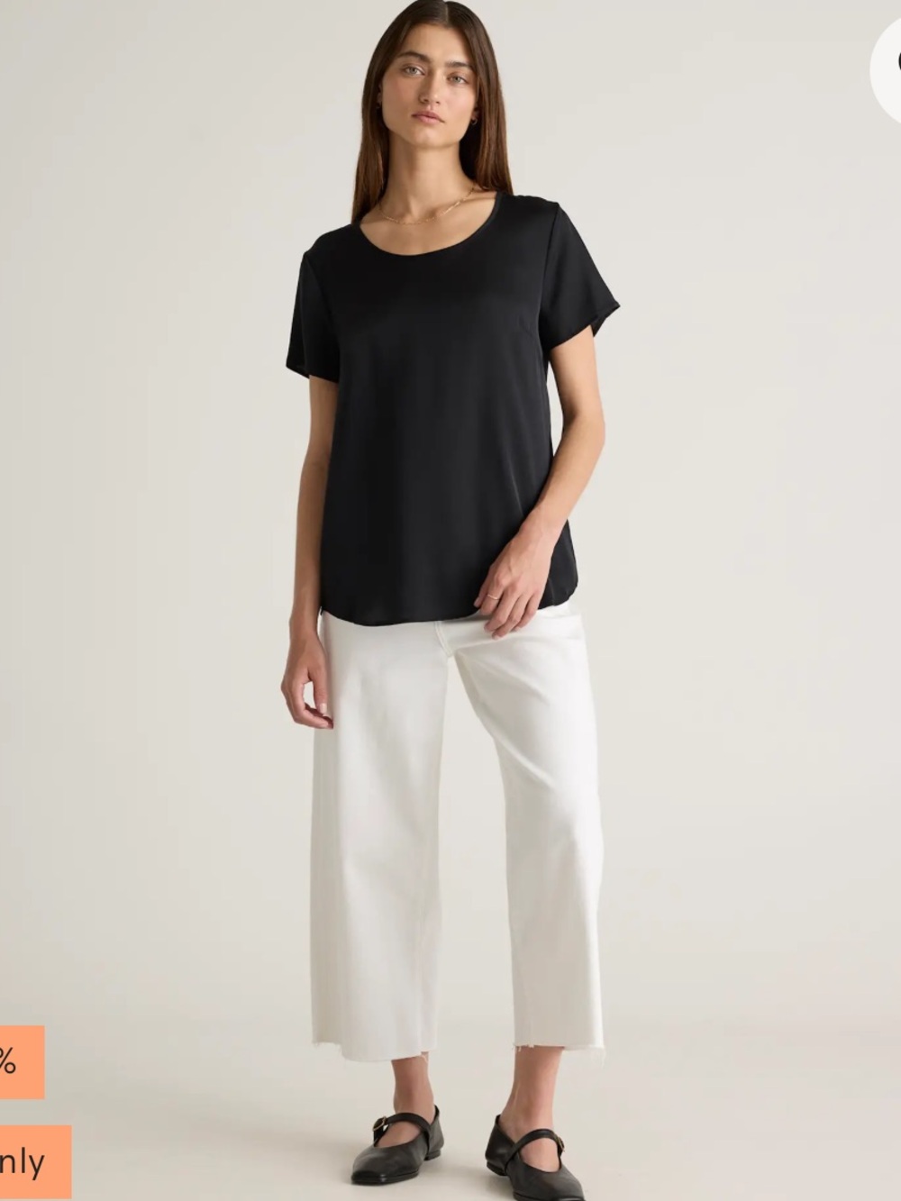 Quince black washable stretch silk tee XS